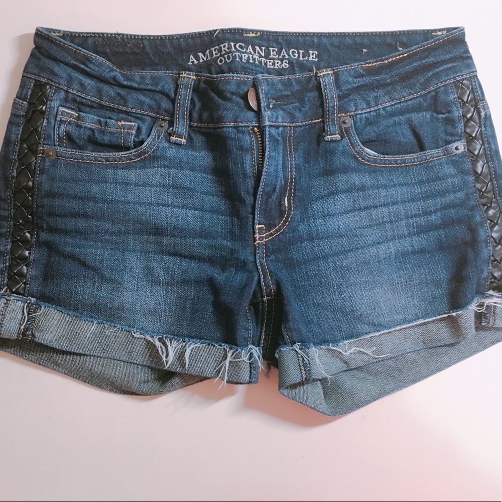 Black leather lined AE shorts